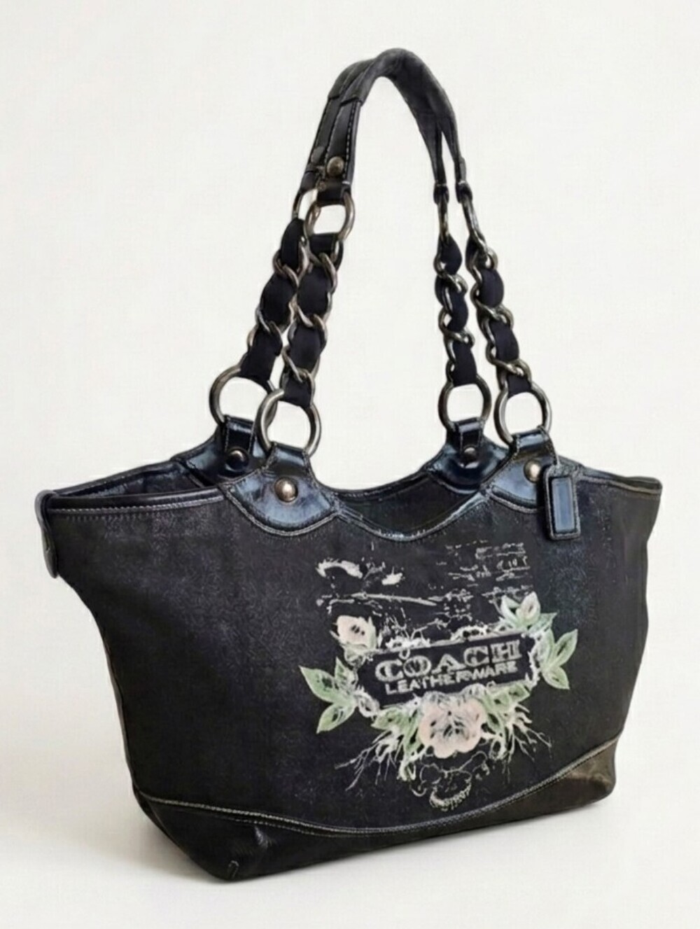 COACH Rare Ltd Ed Vintage Y2K Tattoo Carriage Tote 13661 Black